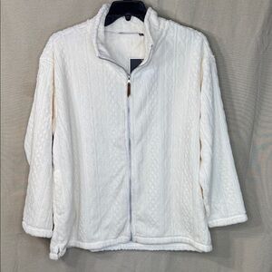 Jason Maxwell Jacket Cream Textured Front Zip in Size 1X  NWT